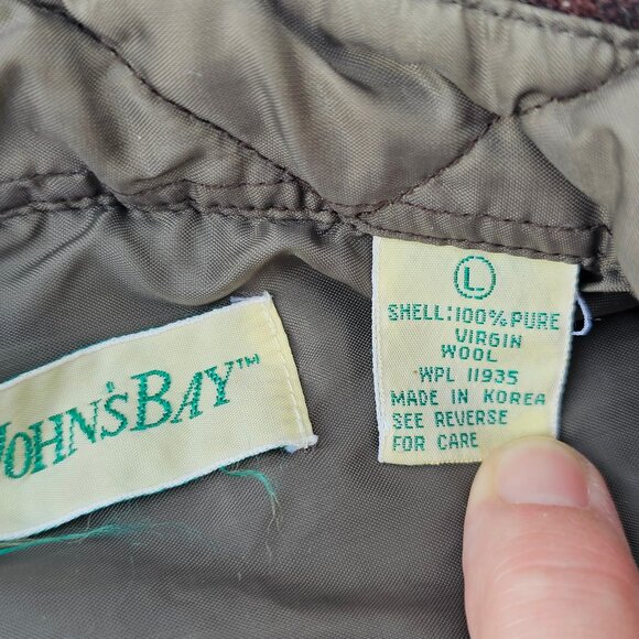 St Johns Bay mens Large vintage brown plaid shirt w yellow tan orange accents - Picture 8 of 11